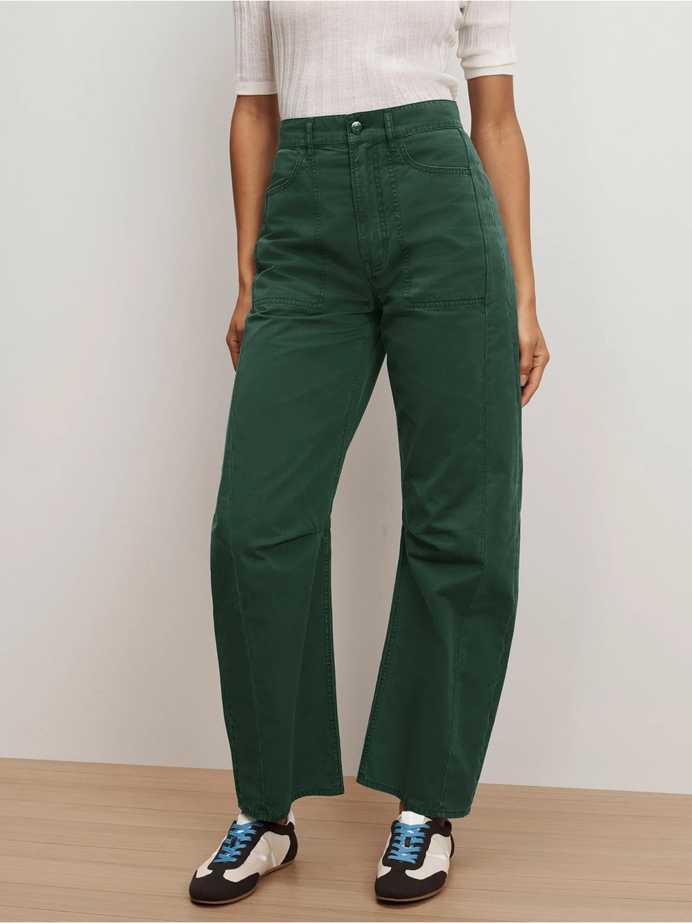 Veronica Beard Jean Sloan Barrel Leg Jeans Dark Hunter Green